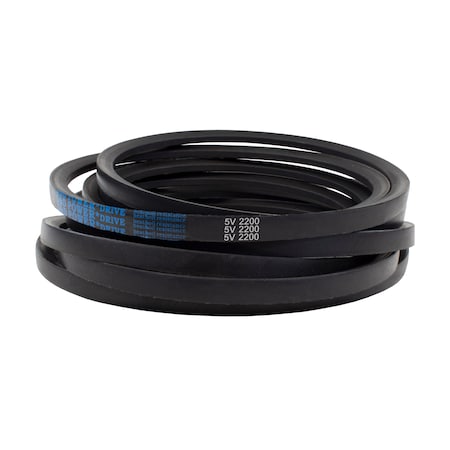 D&D 5V2200 Wedge V-Belt, 220 in Outside Length, 5/8 in Top Width, 17/32 in Thickness, 1 Ribs 5V2200